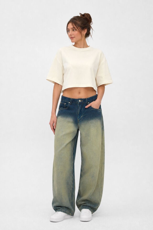Vintage Gradient Kadın Balon Jean