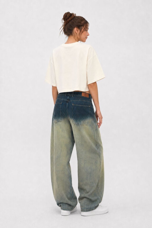 Vintage Gradient Kadın Balon Jean