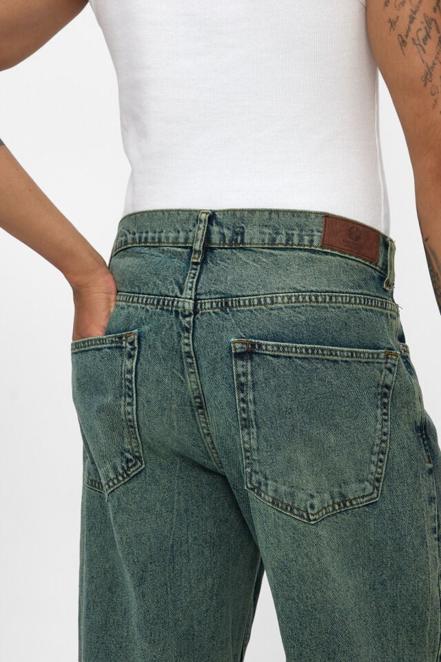 Yeşil Tintli Loose Fit Erkek Pantolon