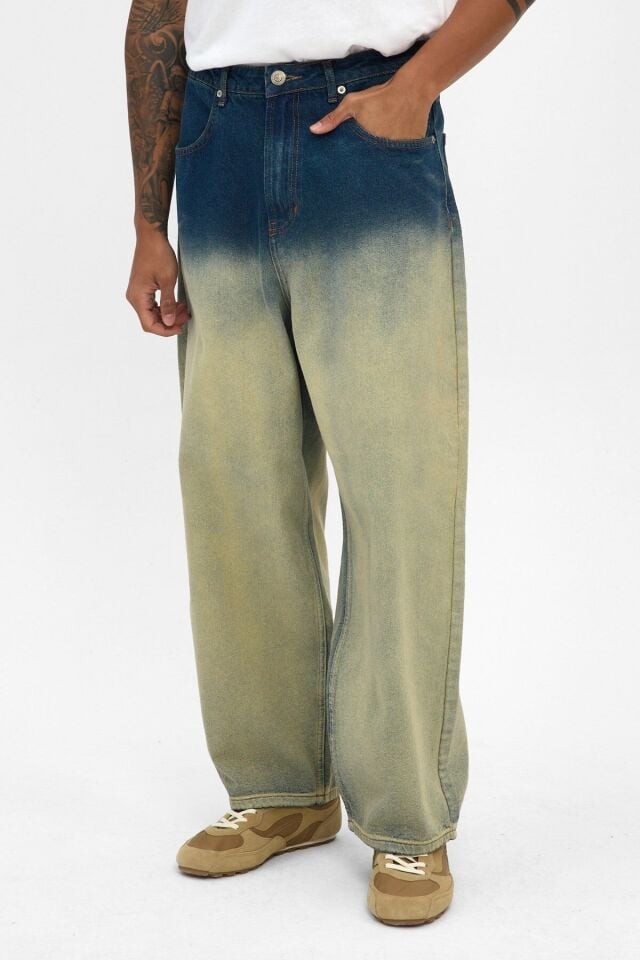 Vintage Gradient Erkek Wide Baggy Jean