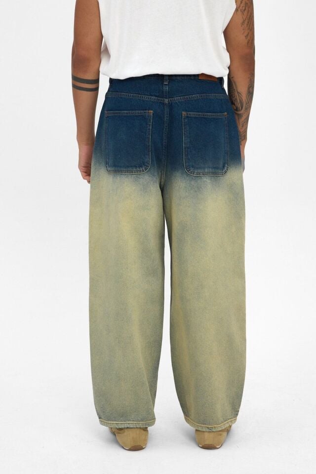Vintage Gradient Erkek Wide Baggy Jean