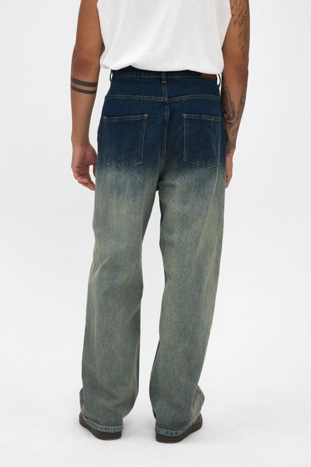 Erkek Baggy Jean Pantolon Degrade Yıkamalı
