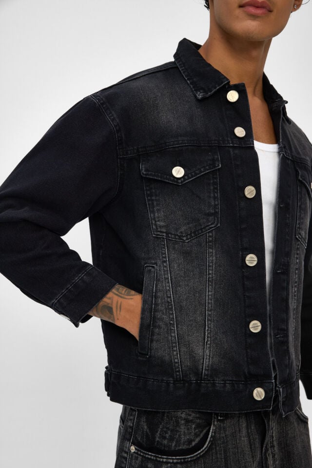 Siyah Erkek Denim Ceket