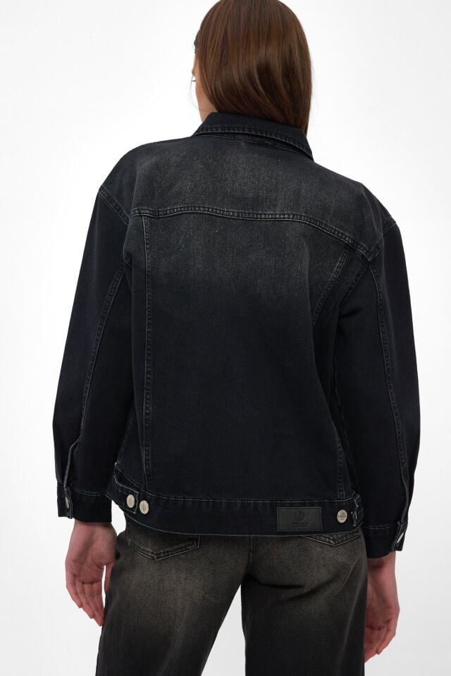 Siyah Kadın Denim Ceket