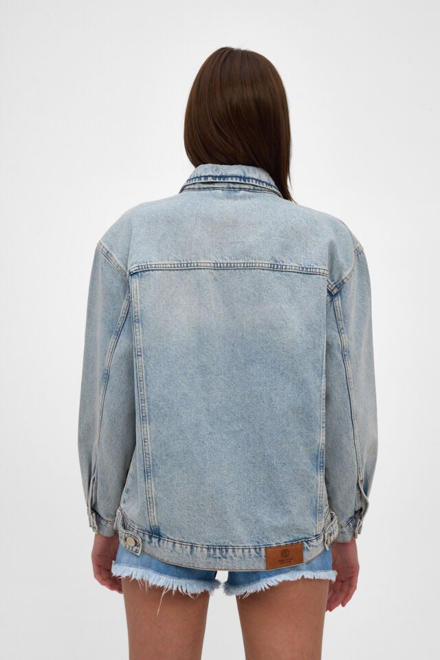 Mavi Kar Yıkamalı Kadın Denim Ceket