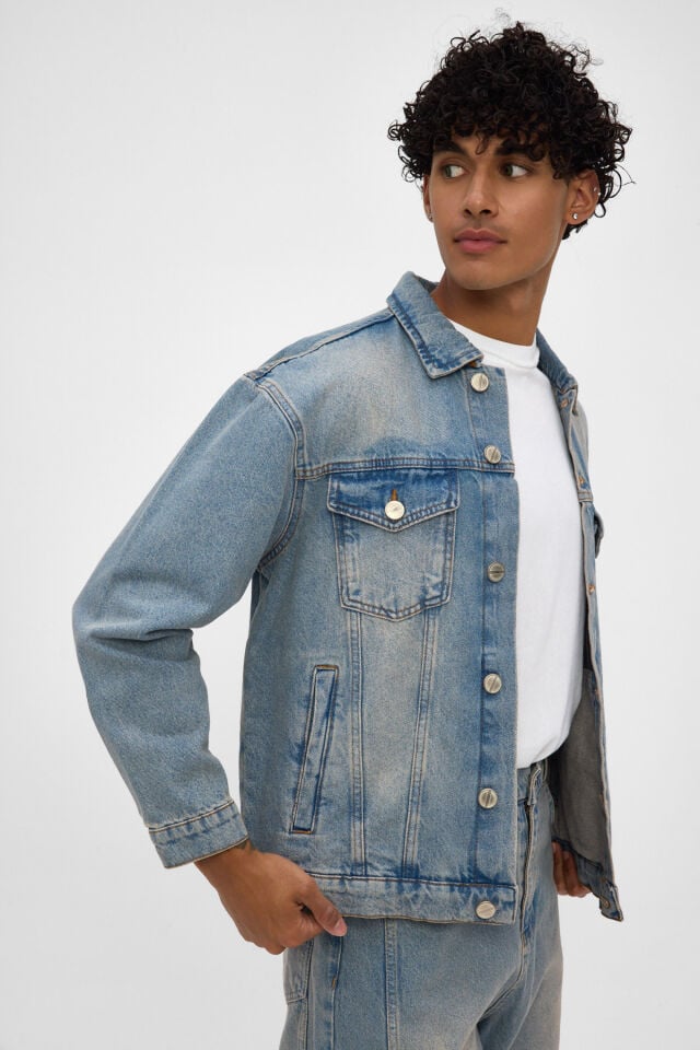 Kar Yıkamalı Erkek Denim Ceket