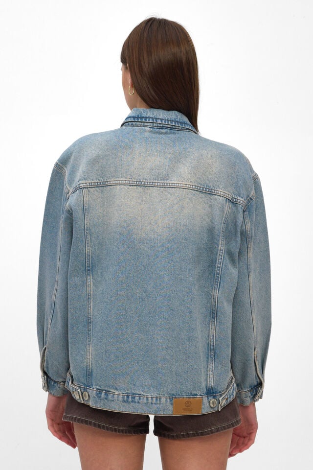 Kar Yıkamalı Kadın Denim Ceket