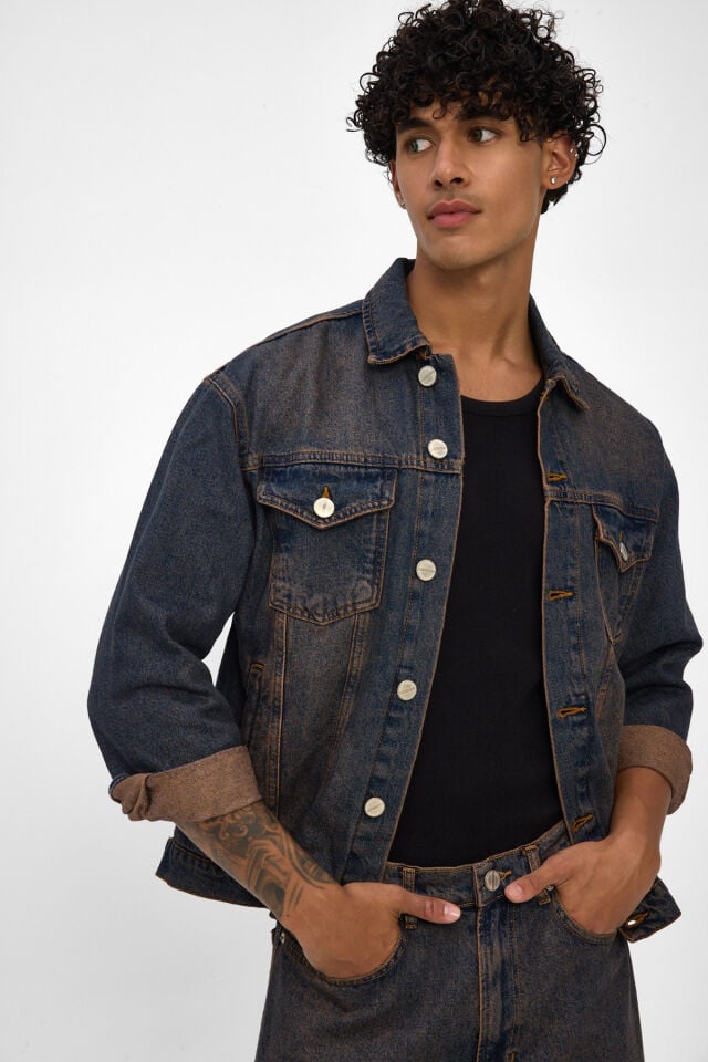 Vintage Tint Erkek Denim Ceket
