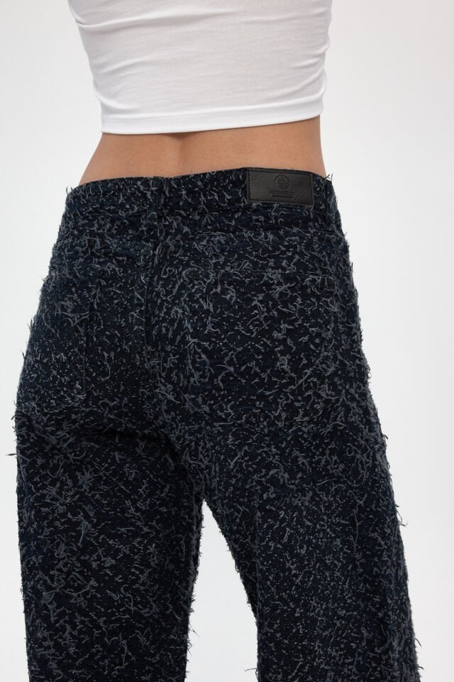 Signature Indigo Mikro Püsküllü Lacivert Kadın Denim Pantolon
