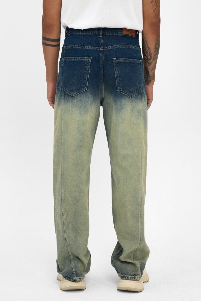 Premium Ombre Yıkamalı Baggy Kot Pantolon Erkek