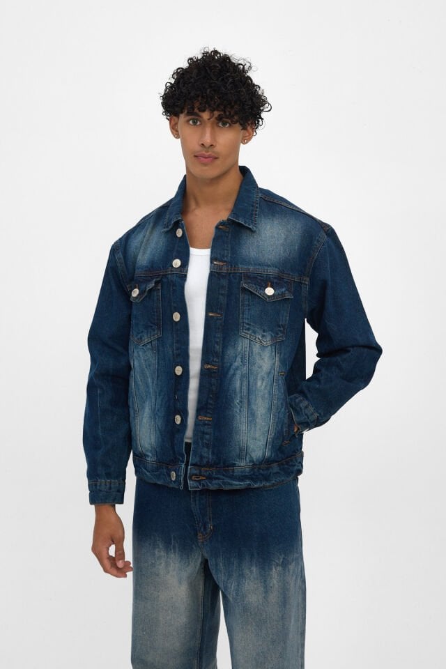 Erkek Denim Ceket Indigo Yıkamalı