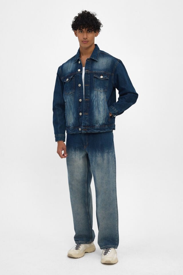 Erkek Denim Takım Indigo Yıkamalı