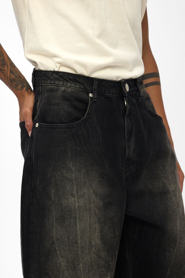 Signature Tie Black Tint Erkek Wide Baggy Jean