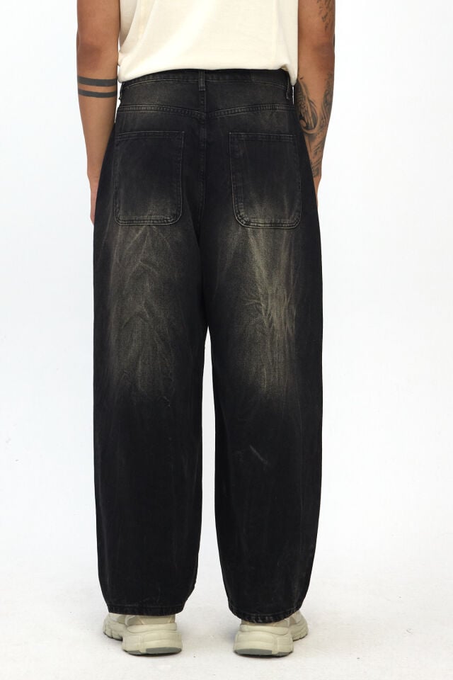 Signature Tie Black Tint Erkek Wide Baggy Jean