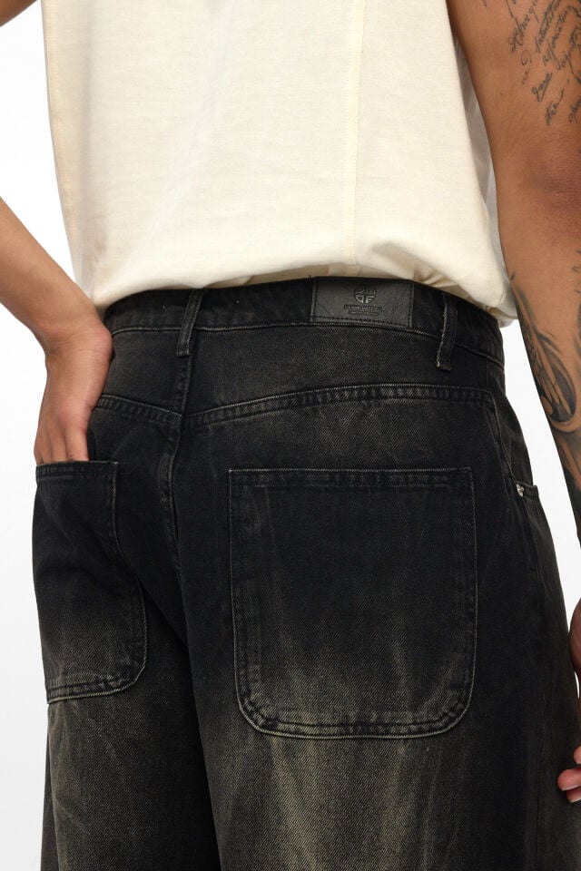 Signature Tie Black Tint Erkek Wide Baggy Jean