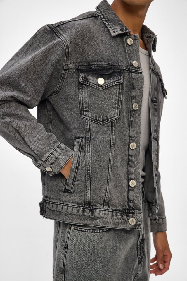 Antrasit Erkek Denim Ceket