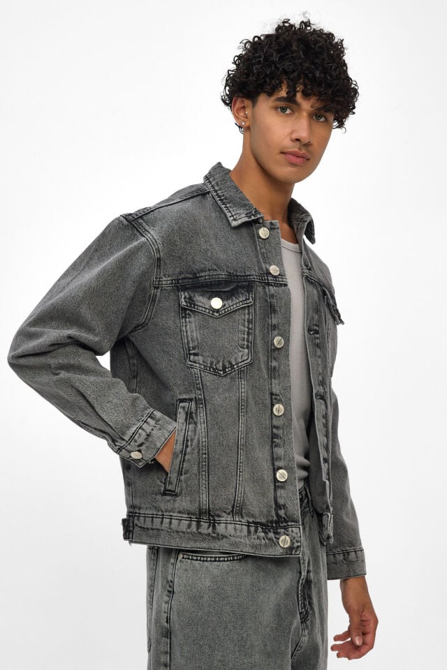 Antrasit Erkek Denim Ceket