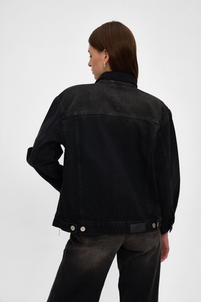 Noir Fade Siyah Oversize Kadın Denim Ceket