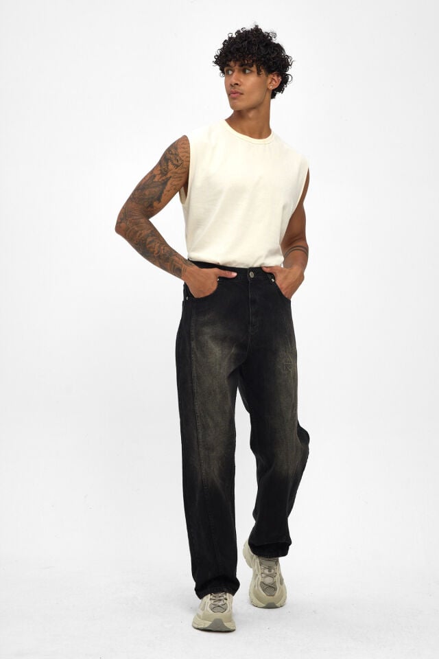 Signature Tie Black Tint Erkek Baggy Jean