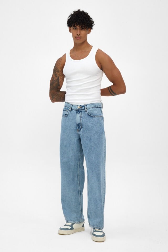 Ice Fade Açık Mavi Erkek Loose Fit Jean